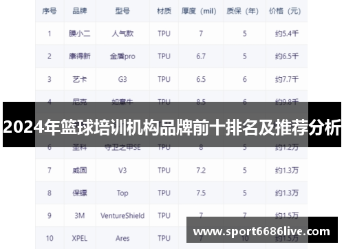 2024年篮球培训机构品牌前十排名及推荐分析